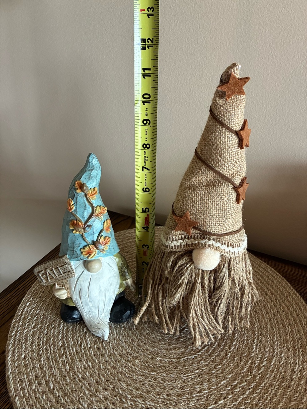 Rustic Burlap Star Gnome with Fall Leaf Accent Gnome Set of 2 - Picture 3 of 8